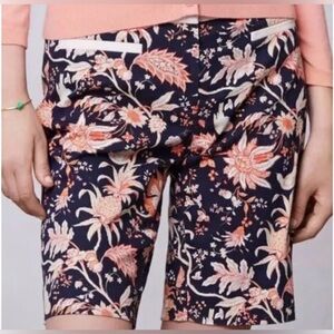 Anthropologie Leifsdottir Floral Bermuda Shorts Size 4 Navy Tropical Print